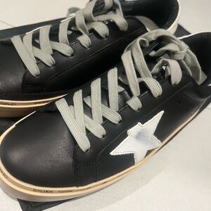 Golden Goose Black Leather Sneakers with White Star
